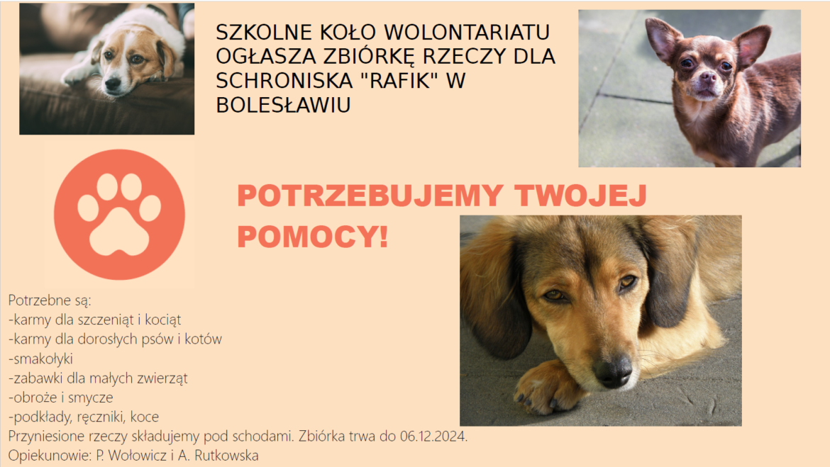 Zwierzęta potrzebują naszej pomocy!